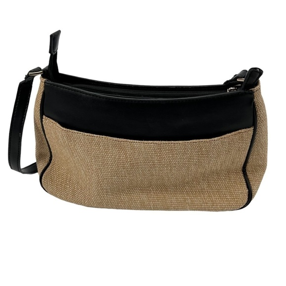 Etienne Aigner Black Tan Jute Adjustable Strap Shoulder Bag Purse - Picture 4 of 11